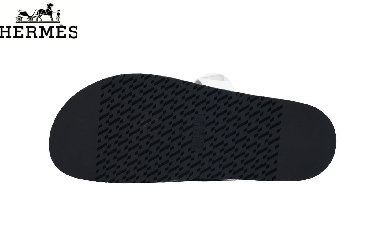 Herm¨¨s Black Leather Double-Strap Adjustable Slide Sandal