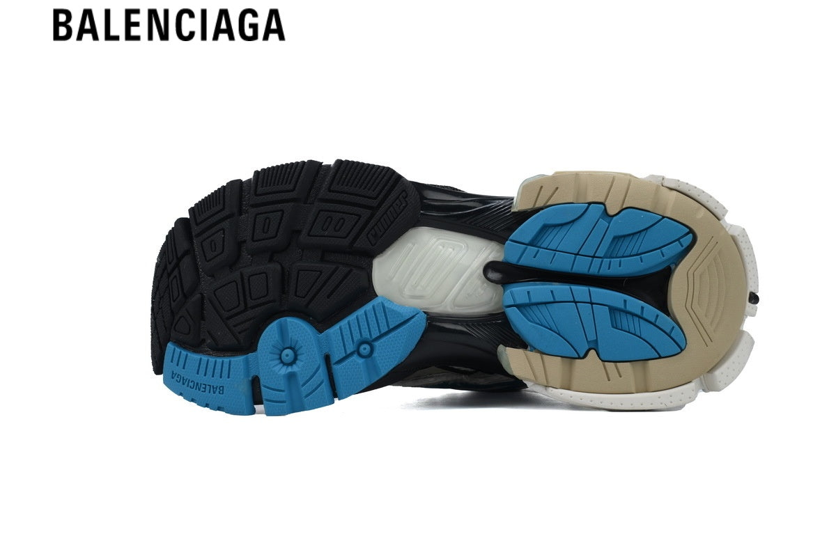 Balenciaga Runner men's shoes women sneakers ¡ª Beige Mesh & Blue Synthetic Overlays