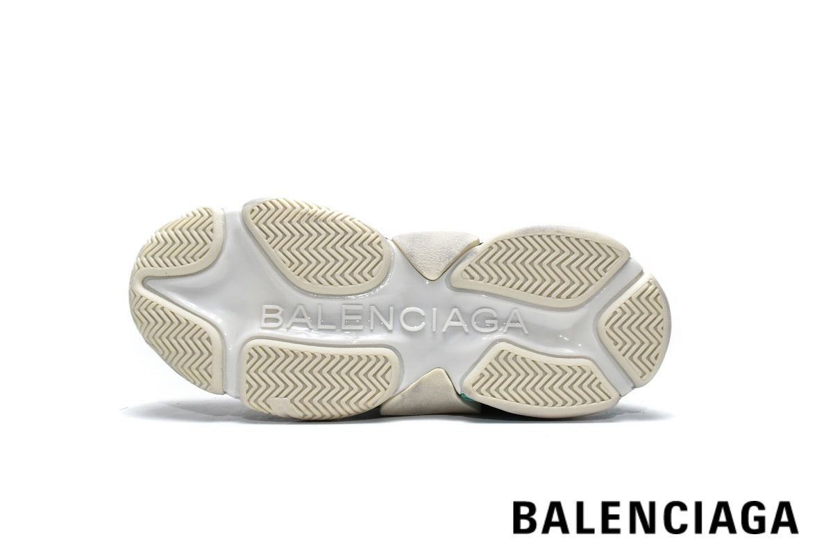 Balenciaga Triple S men's shoes women sneakers ¨C White & Turquoise