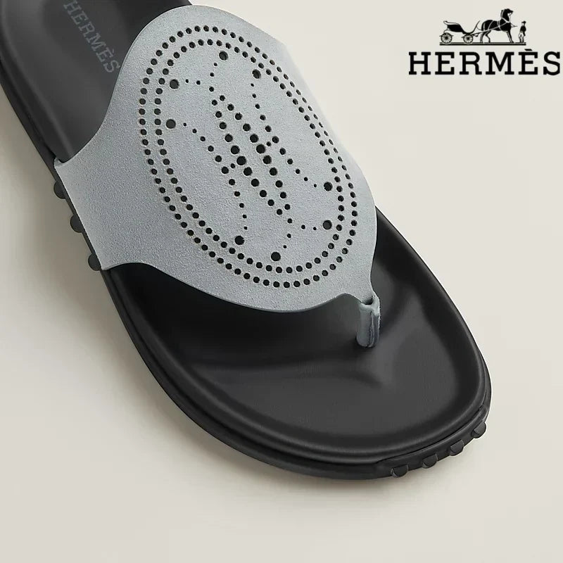 Herm¨¨s Multicolor Suede Flat Slide Sandals