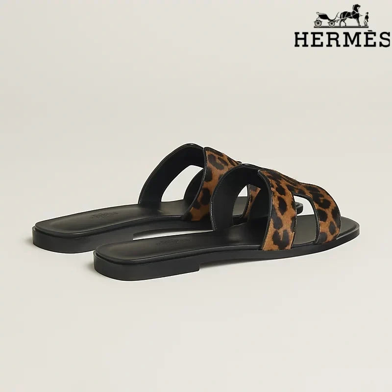 Herm¨¨s Oran Leopard Print Flat Sandal