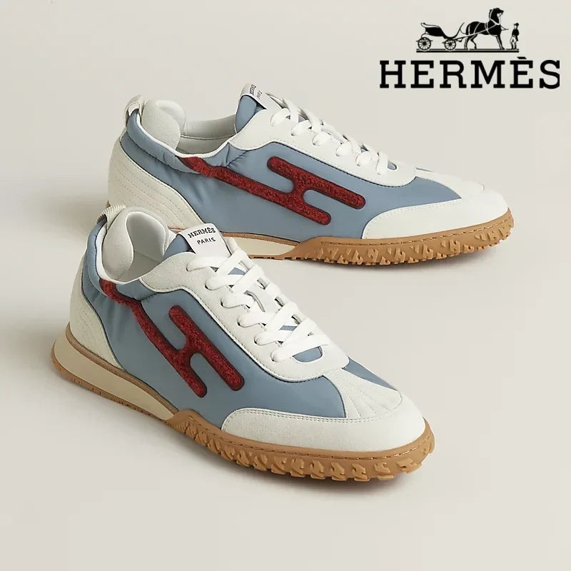 Herm¨¨s womens shoes men sneaker Trail Light Blue White Red Sneaker