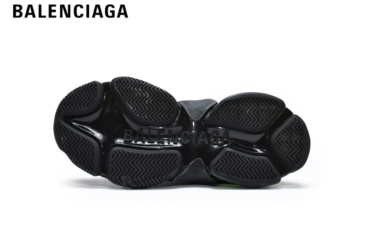 Balenciaga Triple S men's shoes women sneakers ¡ª Black & Green, Clear Sole