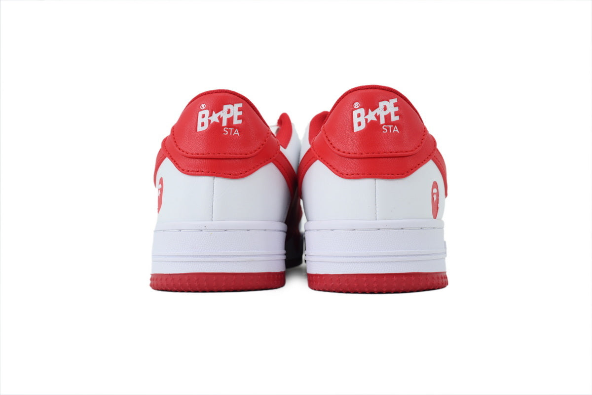 A BATHING APE BAPE STA White & Red Oversized-Star Sneakers | Women's & Men's Skate-Inspired Shoes