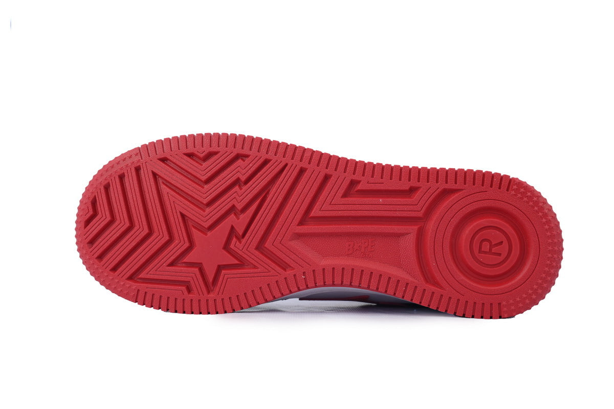 A BATHING APE BAPE STA Black, White & Red-Star Sneakers | Women's & Men's Skate-Inspired Shoes