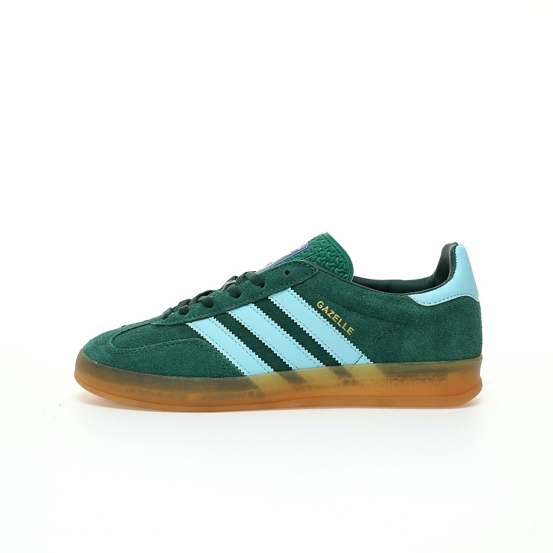 Adidas Originals Gazelle Indoor ¨C Green / Light Blue Gum Suede Low-Top Sneakers
