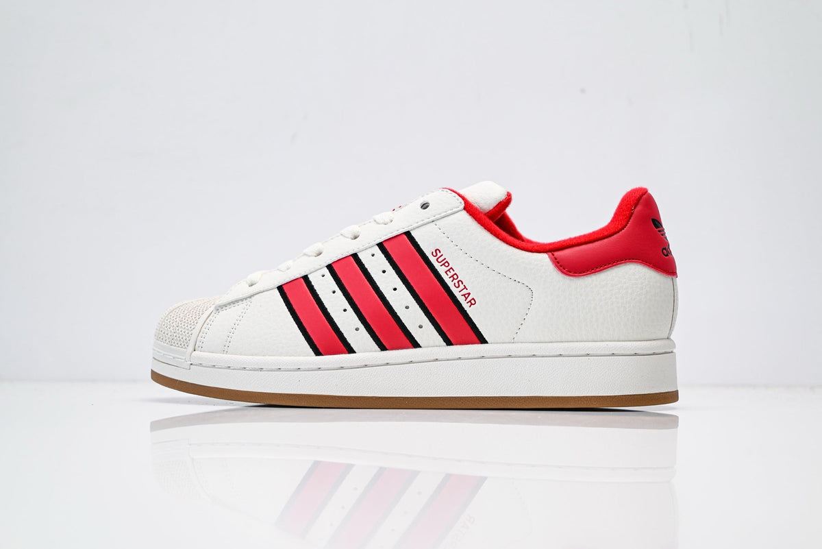 adidas Originals Superstar ¨C White with Red 3-Stripes & Gum Brown Shell Toe