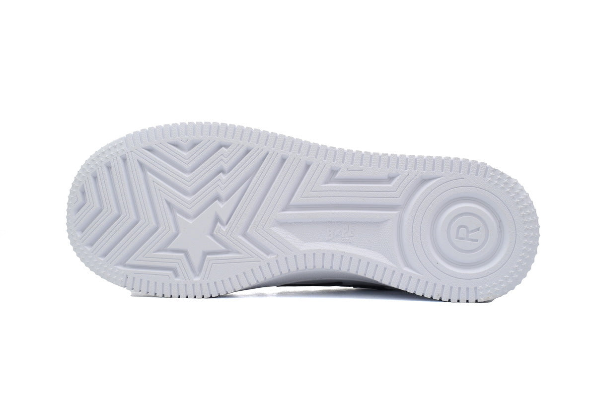 A BATHING APE BAPE STA White & Glossy Black-Star Sneakers | Women's & Men's Skate-Inspired Shoes