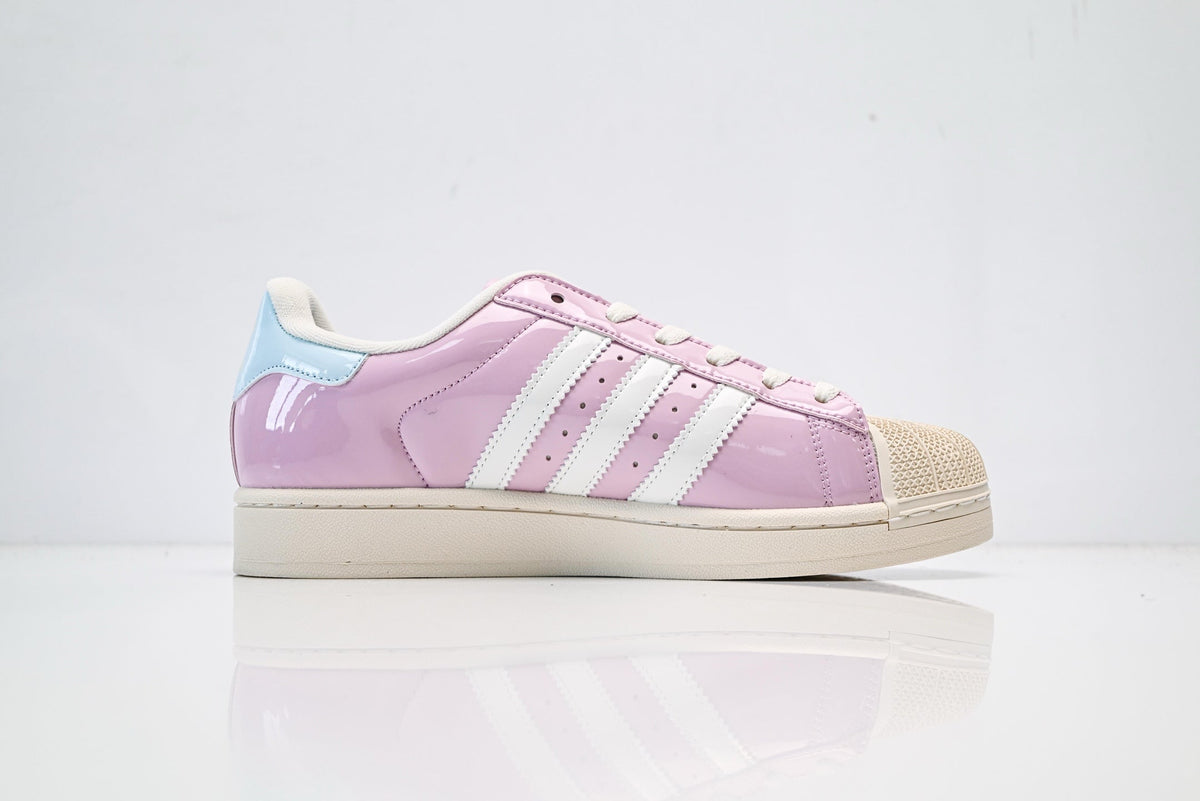 adidas Originals Superstar ¨C Lilac Pink Patent & Baby Blue Heel with Off-White 3-Stripes Shell Toe