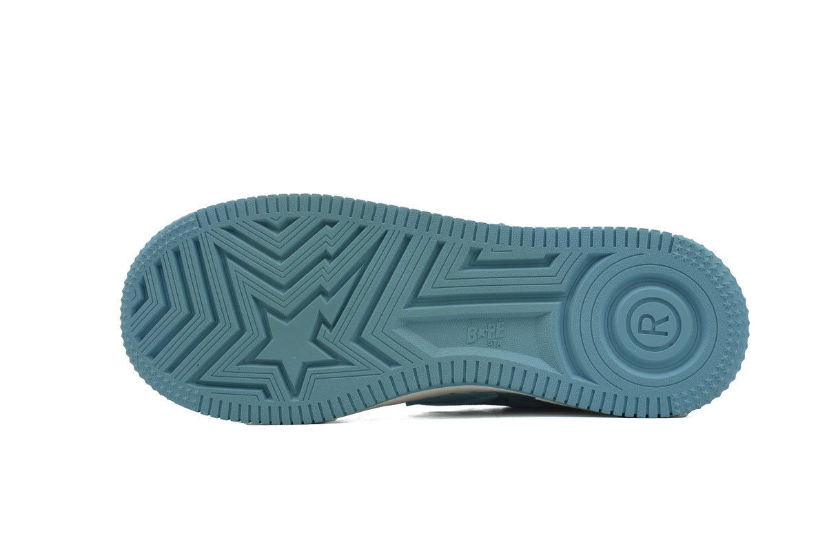 A BATHING APE BAPE STA Two-Tone Blue & Cream Sneakers | Women's & Men's Skate-Inspired Shoes