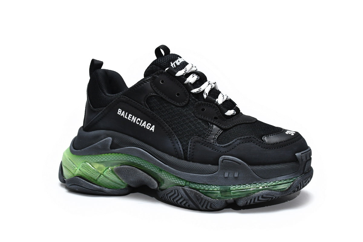 Balenciaga men's shoes Track  Triple S Clear Sole Sneakers runners Blackish-green
