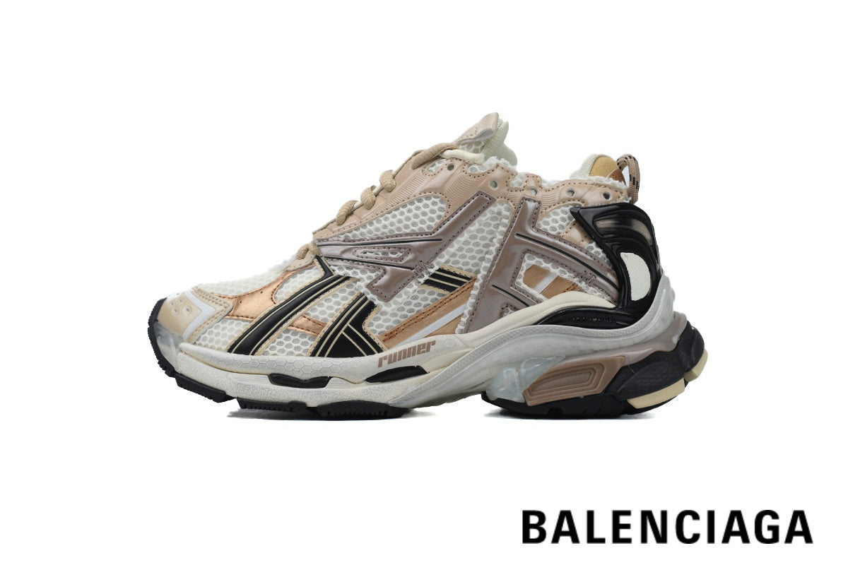 Balenciaga Runner men's shoes  women sneakers ¨C Beige & Bronze