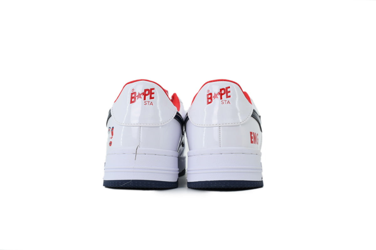 A BATHING APE BAPE STA White & Black Eye-Graphic Sneakers | Women's & Men's Skate-Inspired Shoes