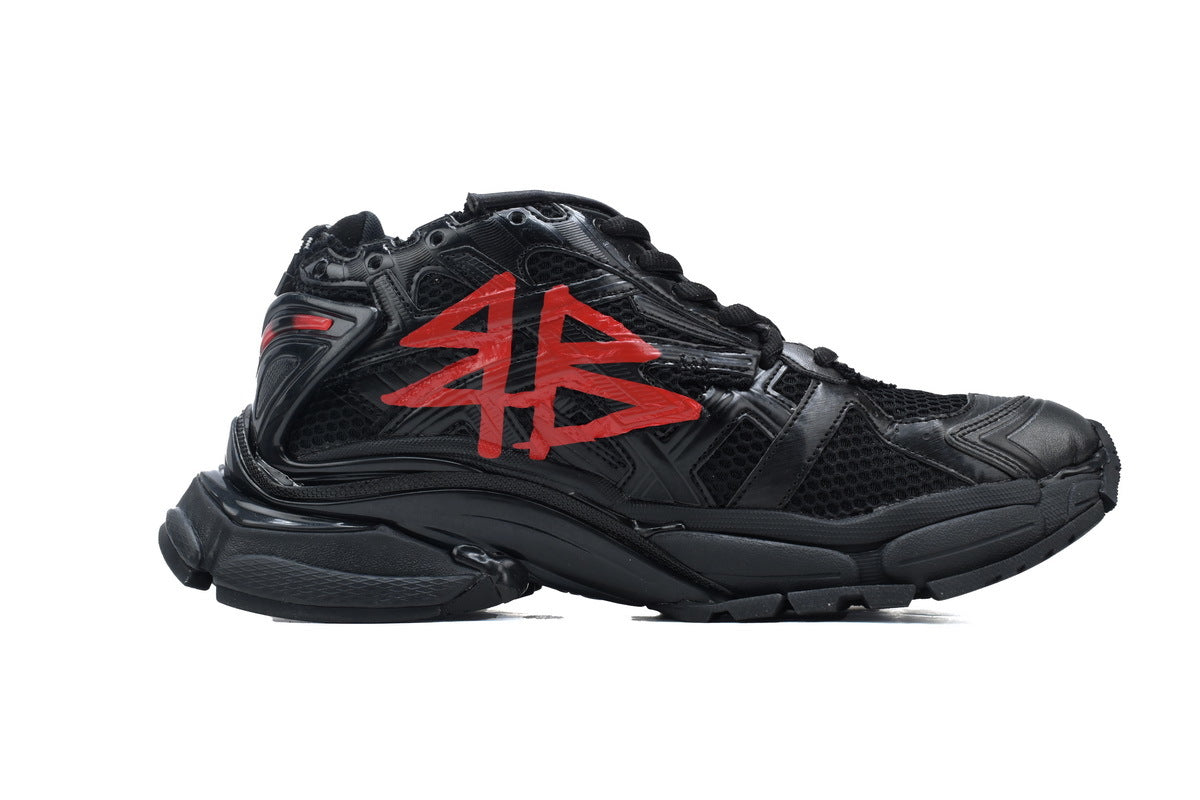 Balenciaga  men's shoes Track  Runner Sneaker ¨C Distressed Low-Top balenciaga runners Black and Red