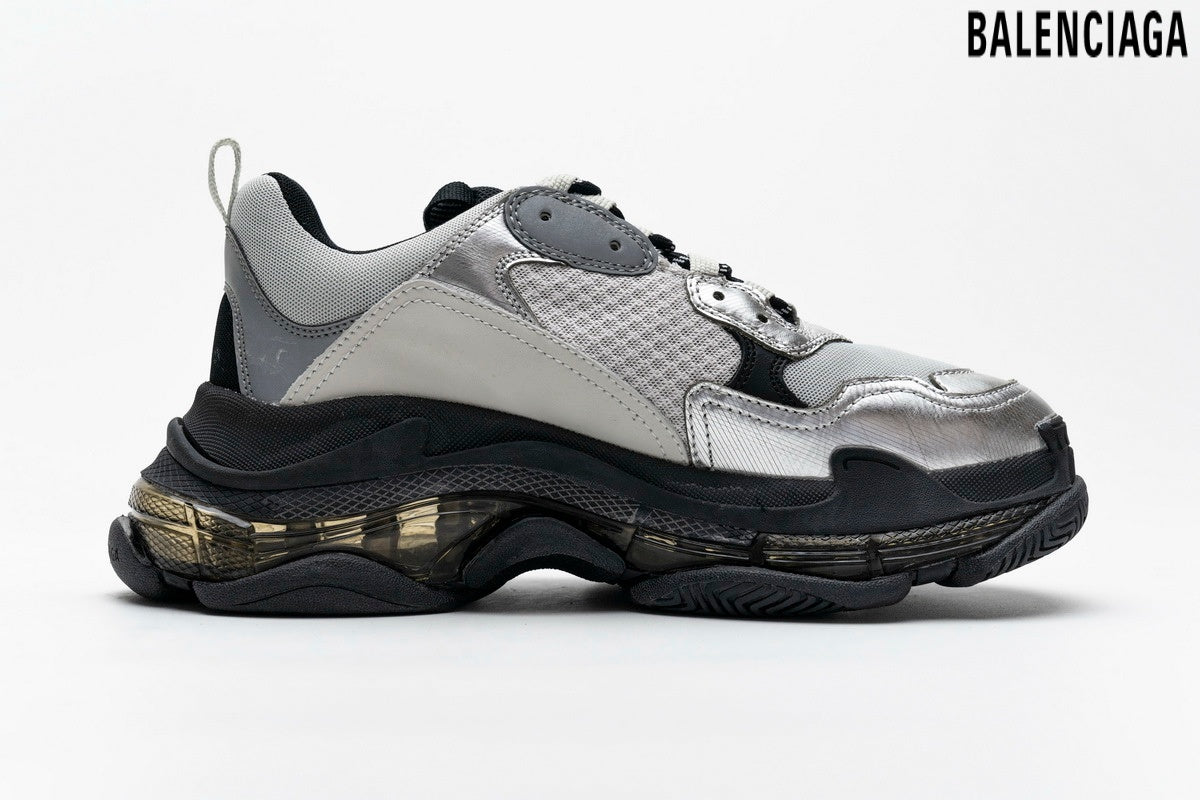 Balenciaga Triple S men's shoes  women sneakers ¨C Silver & Grey