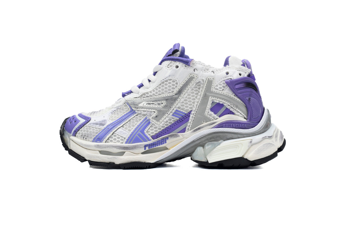 Balenciaga men's shoes Track  Runner Sneaker ¨C Distressed Low-Top balenciaga runners White and purple
