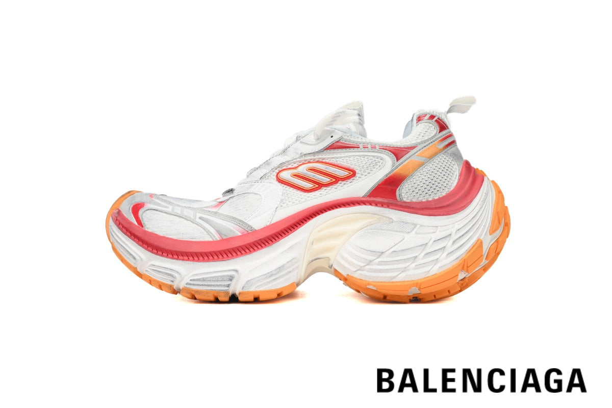 Balenciaga Runner men's shoes  women sneakers ¨C White, Red & Orange