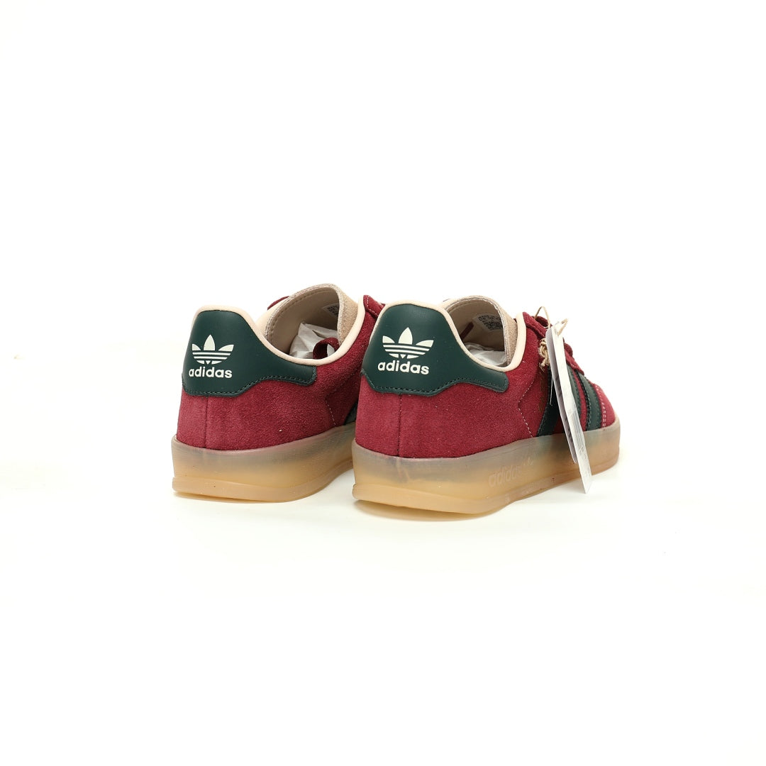 Adidas Originals Gazelle Indoor ¨C Burgundy / Dark Green Gum Suede Low-Top Sneakers