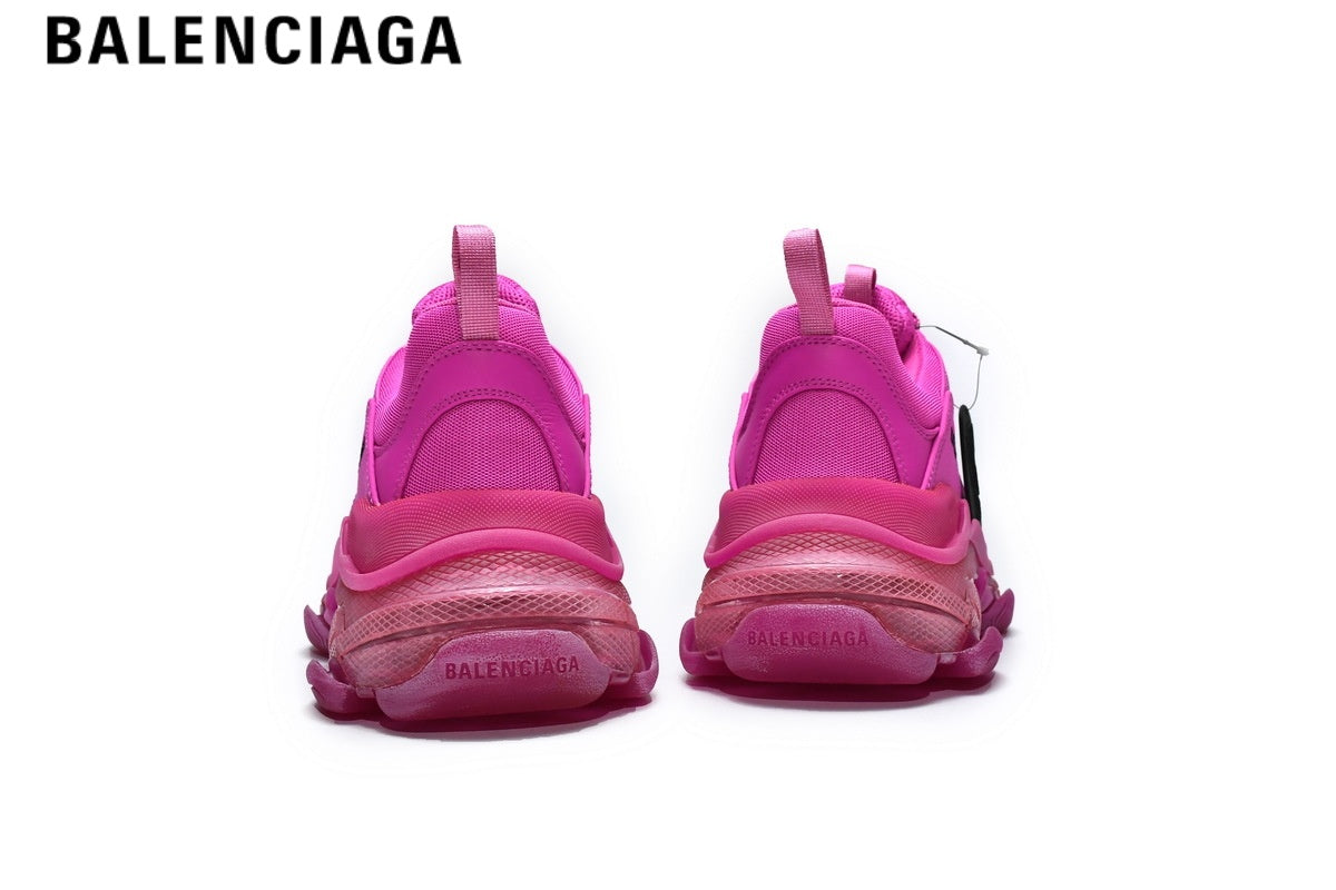 Balenciaga Triple S men's shoes  women sneakers ¡ª Hot Pink, Clear Sole