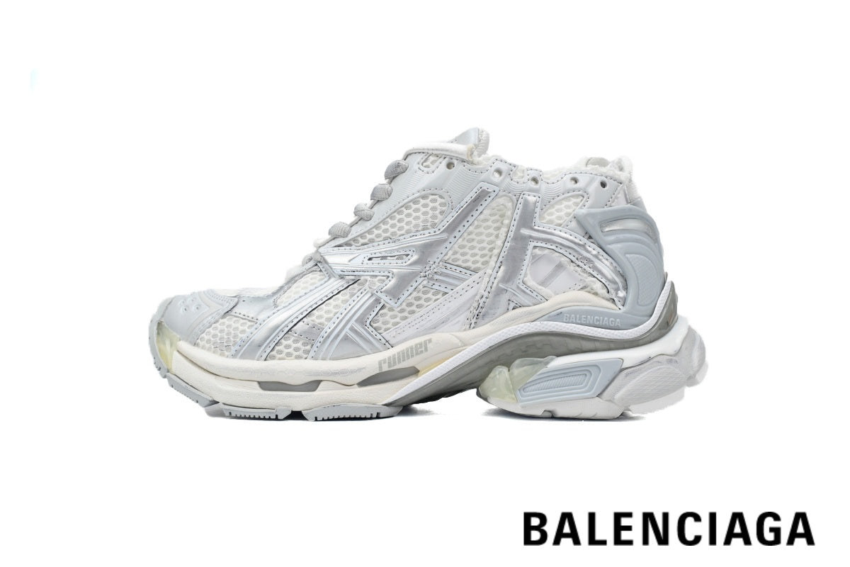 Balenciaga Runner men's shoes  women sneakers¨C White & Silver