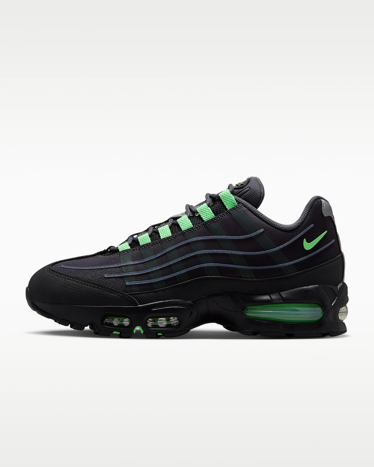 Nike Air Max 95 ¨C Black / Lime Green Mesh Athletic Sneakers