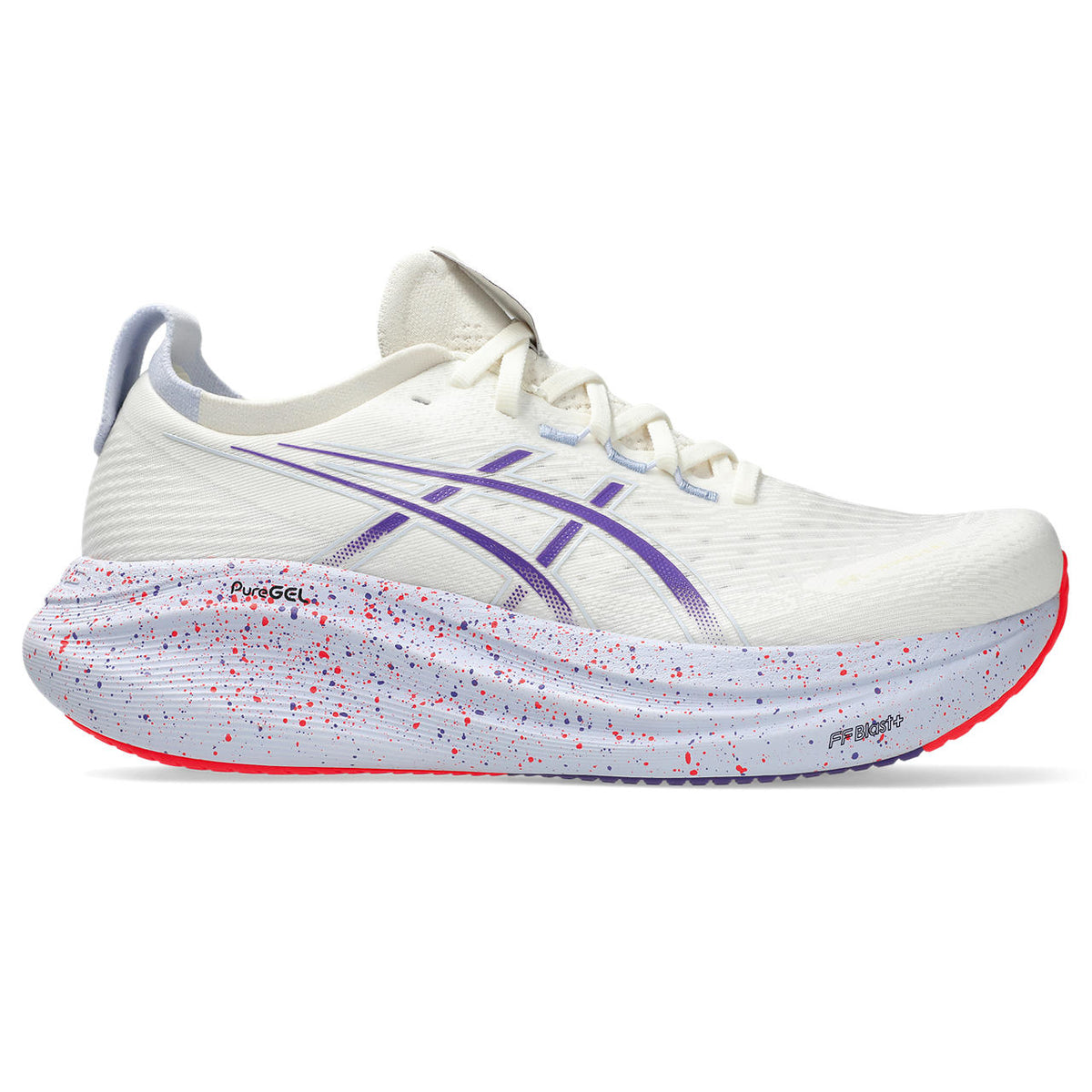 Asics womens shoes  neutral running shoes mens  sneakers Gel-Nimbus 27 White / Purple / Speckled