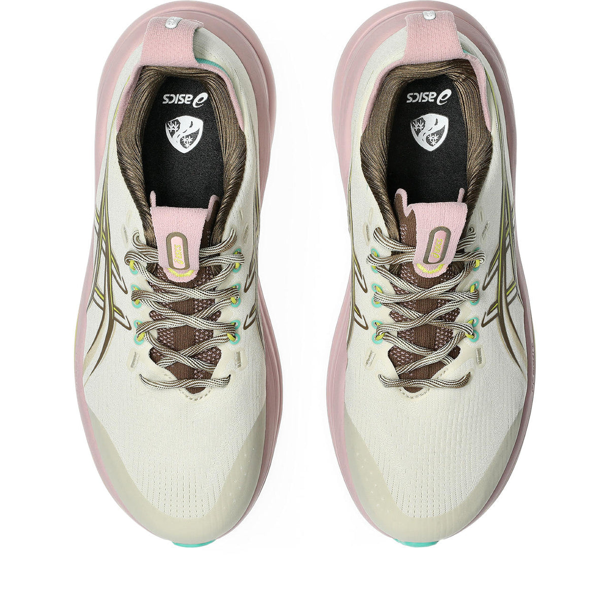 Asics womens shoes  neutral running shoes mens  sneakers  Gel-Nimbus 28 ¨C Off-White/Brown/Pink Running Shoe