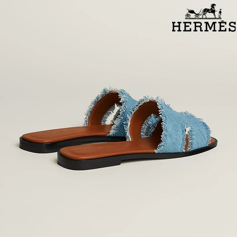 Herm¨¨s Heeled Slide Sandal Bronze Metallic Leather