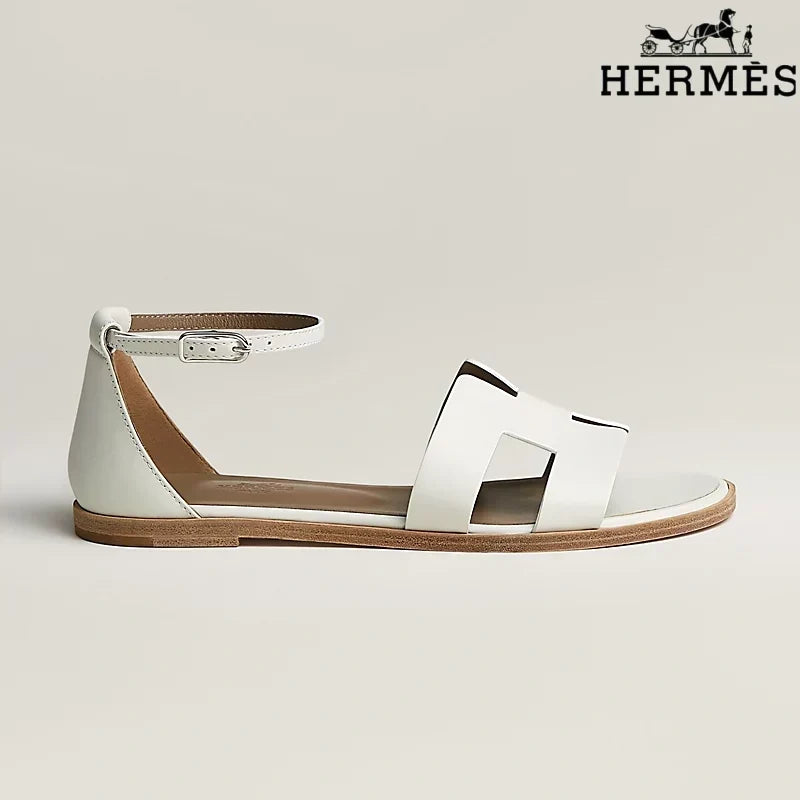 Herm¨¨s Santorini White Flat Sandals