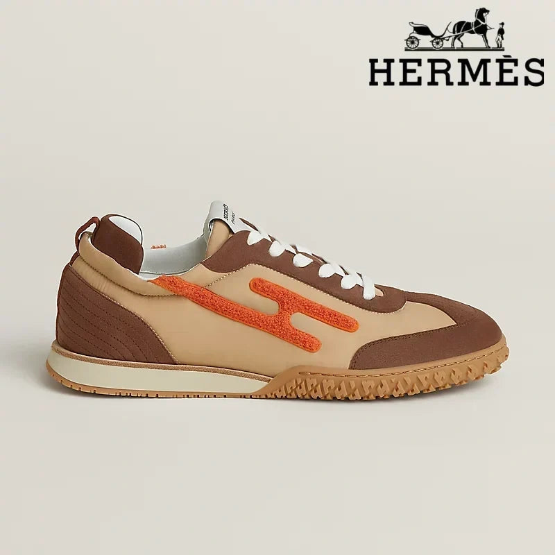 Herm¨¨s womens shoes men sneaker Trail Beige Brown Orange Sneaker
