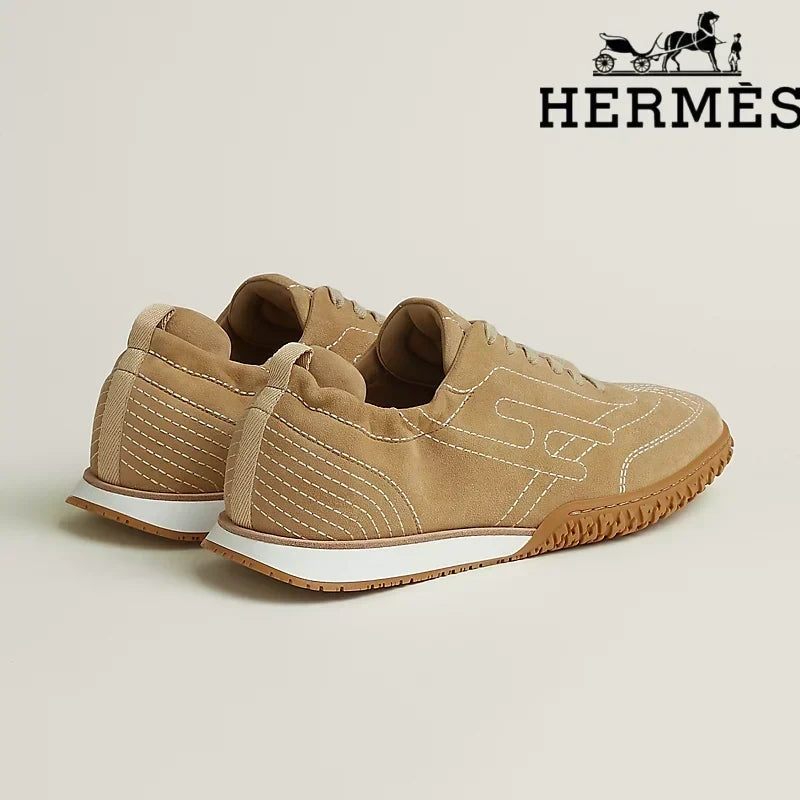 Herm¨¨s Khaki Suede Stitched Sneaker