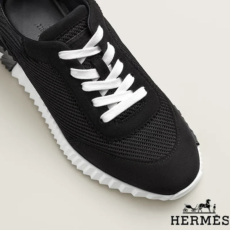 Herm¨¨s Black Mesh Suede Platform Sneakers