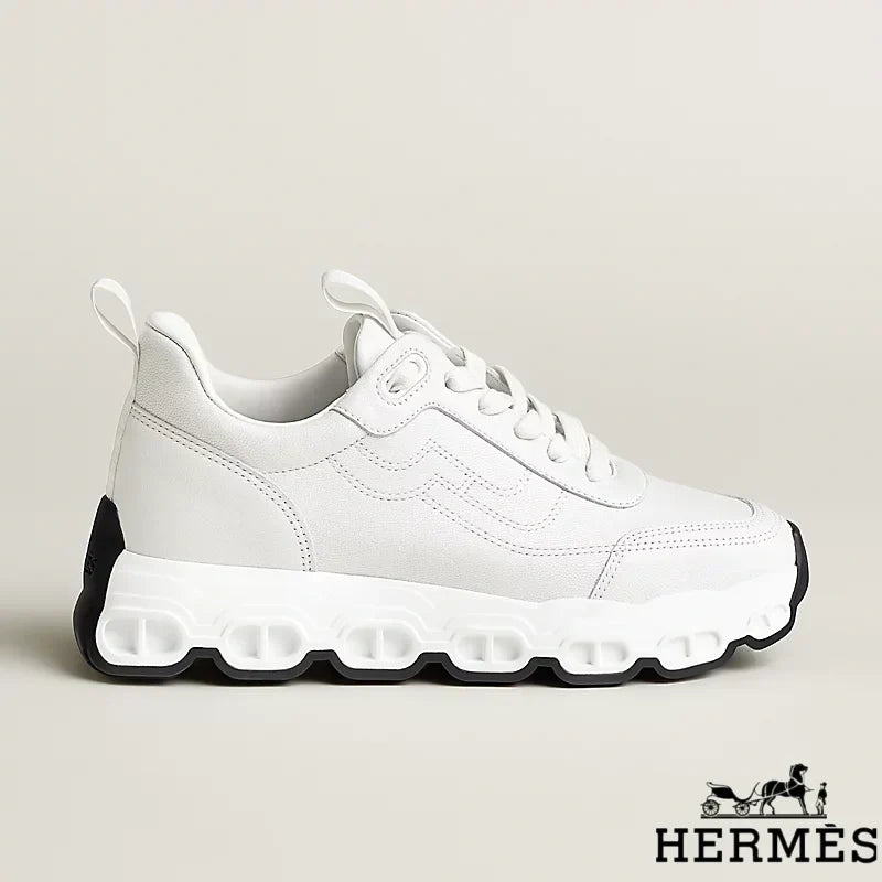 Herm¨¨s womens shoes men sneaker White Leather Chunky Sneakers