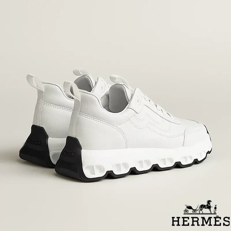 Herm¨¨s womens shoes men sneaker White Leather Chunky Sneakers