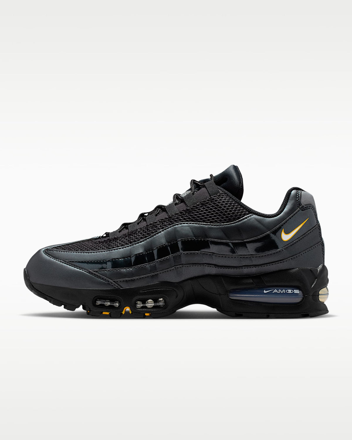 Nike Air Max 95 ¨C Black / Gold Mesh Athletic Sneakers
