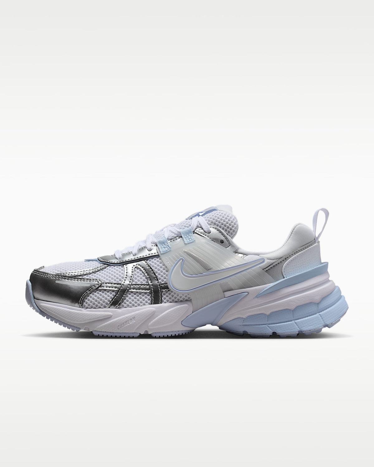 Nike V2K Run ¨C White / Silver / Light Blue Mesh Athletic Sneakers