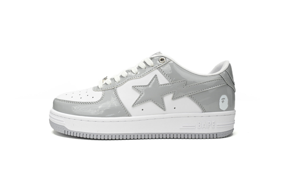 A BATHING APE BAPE STA Light Grey & White Sneakers | Women's & Men's Skate-Inspired Shoes