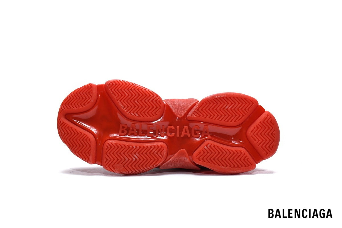 Balenciaga Triple S men's shoes  women sneakers ¨C Red & Clear Sole