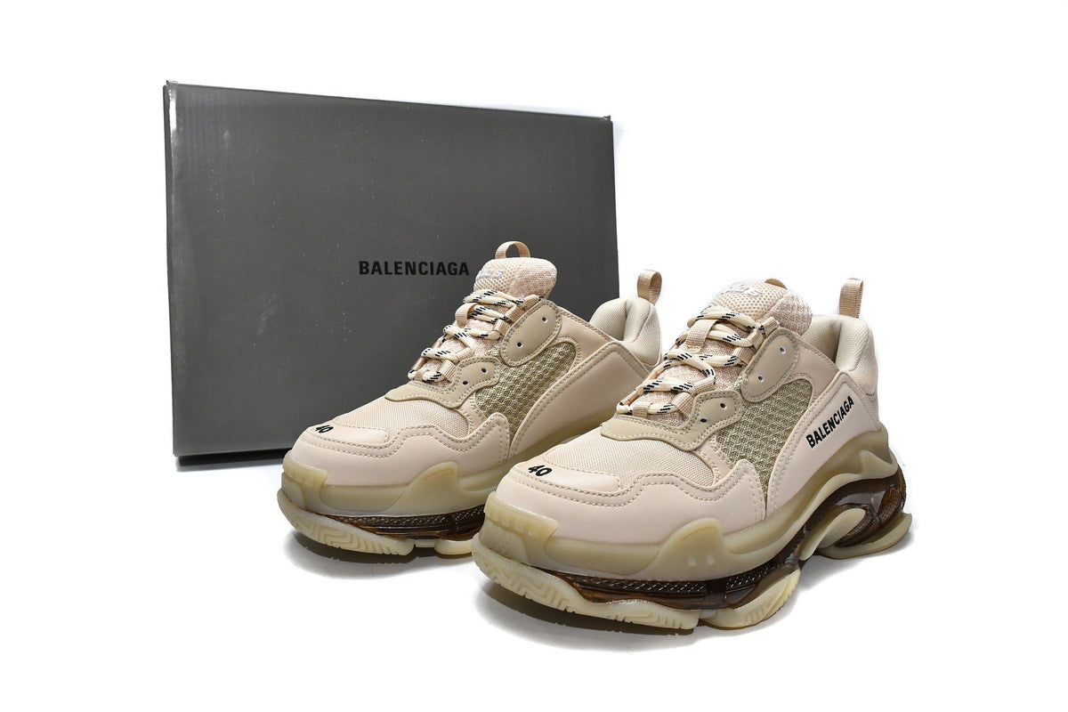 Balenciaga  men's shoes Track  Triple S Clear Sole Sneakers brown