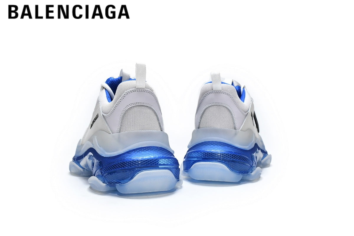 Balenciaga Triple S men's shoes  women sneakers ¡ª White / Blue