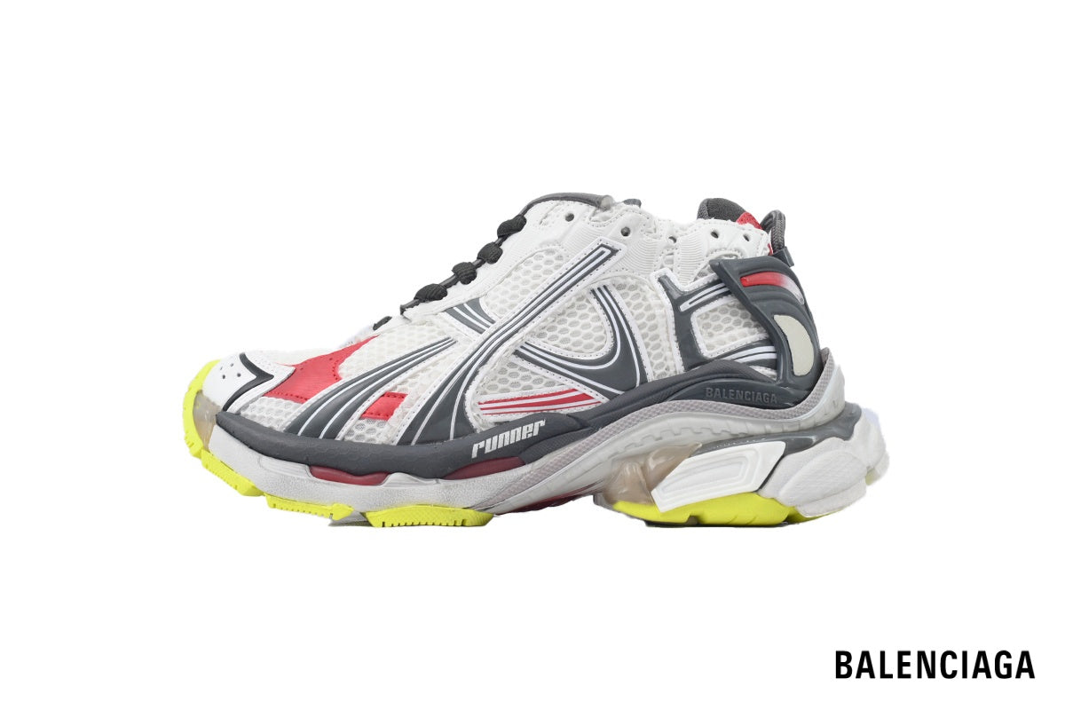 Balenciaga Runner men's shoes  women sneakers ¨C White, Red & Yellow